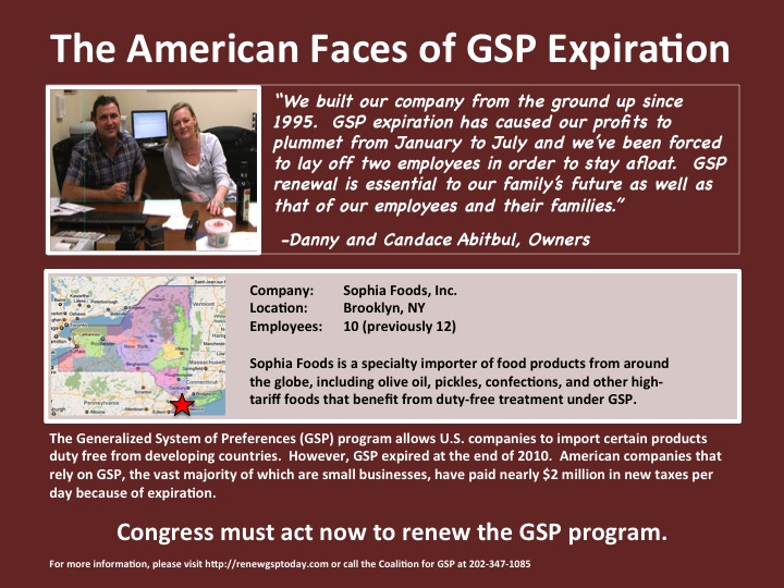 “GSP renewal is essential to our family’s future” Renew GSP Today
